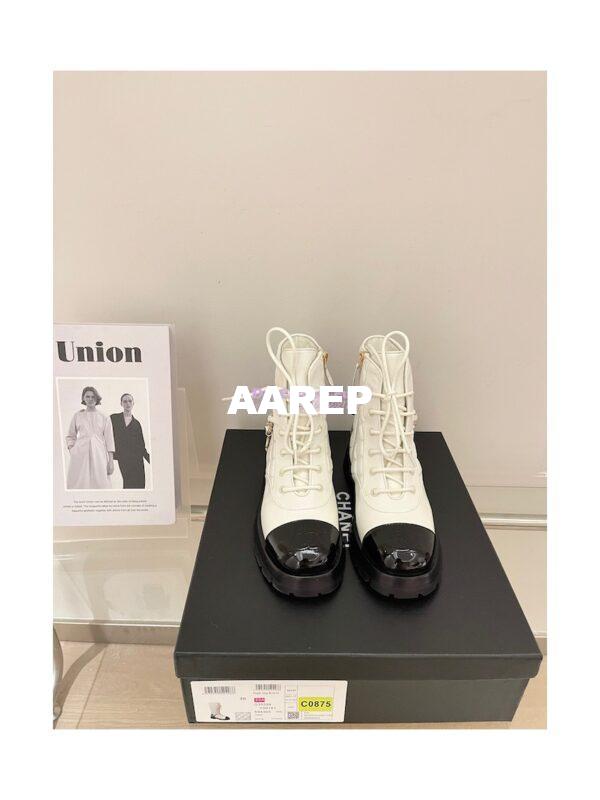 Replica Chanel Lace Up Lambskin & Grained Calfskin G39393 White 2