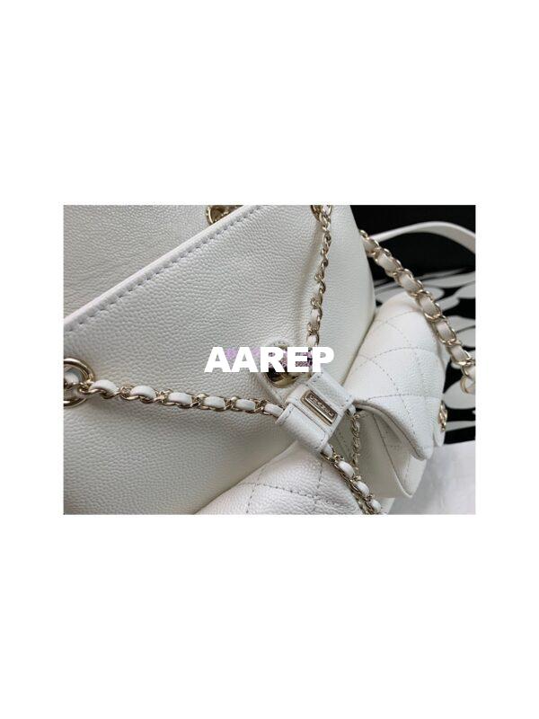 Replica Chanel Grained Shiny Calfskin Backpack AS3860 White 5