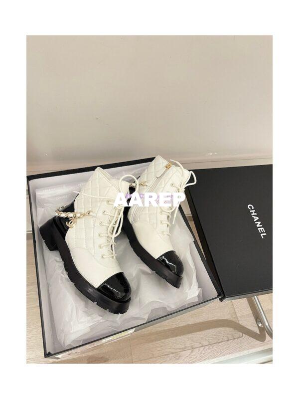 Replica Chanel Lace Up Lambskin & Grained Calfskin G39393 White 3