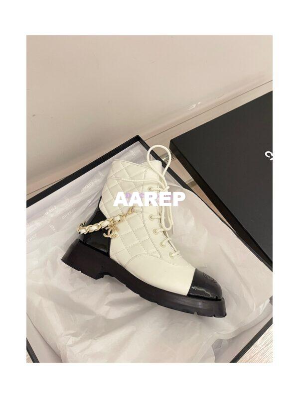 Replica Chanel Lace Up Lambskin & Grained Calfskin G39393 White 4