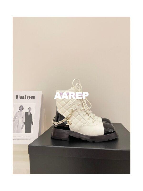 Replica Chanel Lace Up Lambskin & Grained Calfskin G39393 White 5
