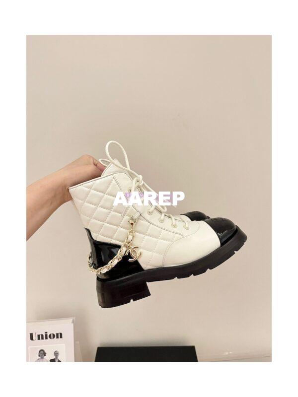 Replica Chanel Lace Up Lambskin & Grained Calfskin G39393 White 6