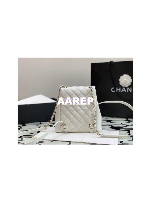 Replica Chanel Grained Shiny Calfskin Backpack AS3860 White 9