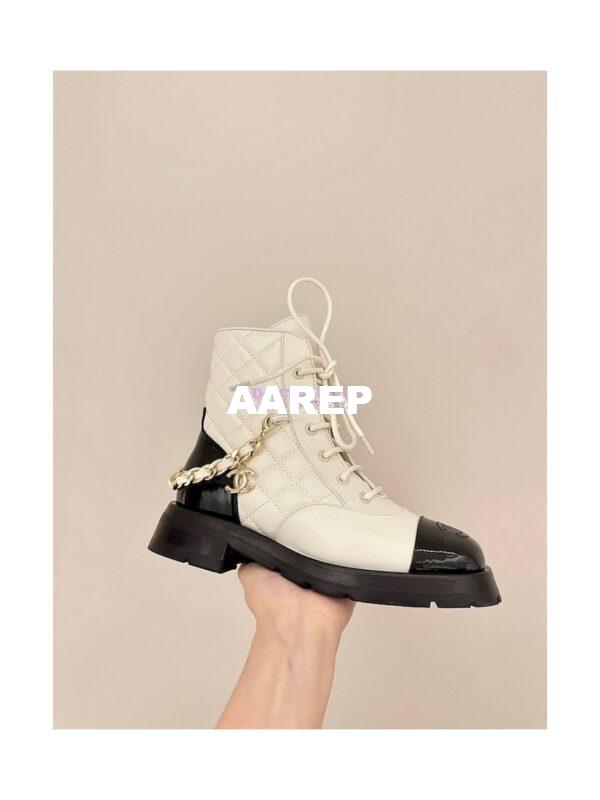 Replica Chanel Lace Up Lambskin & Grained Calfskin G39393 White 7