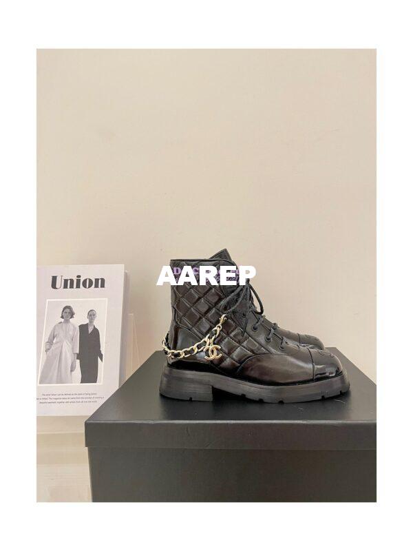 Replica Chanel Lace Up Lambskin & Grained Calfskin G39393 Black