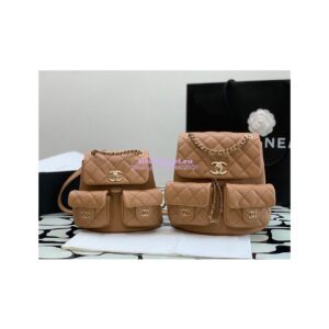 Replica Chanel Grained Shiny Calfskin Backpack AS3860 Camel