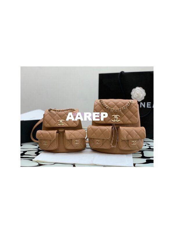 Replica Chanel Grained Shiny Calfskin Backpack AS3860 Camel