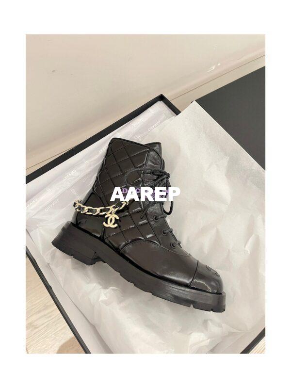 Replica Chanel Lace Up Lambskin & Grained Calfskin G39393 Black 3