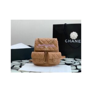 Replica Chanel Grained Shiny Calfskin Backpack AS3860 Camel 2