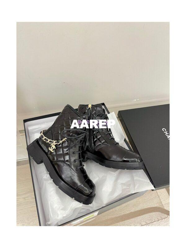 Replica Chanel Lace Up Lambskin & Grained Calfskin G39393 Black 4