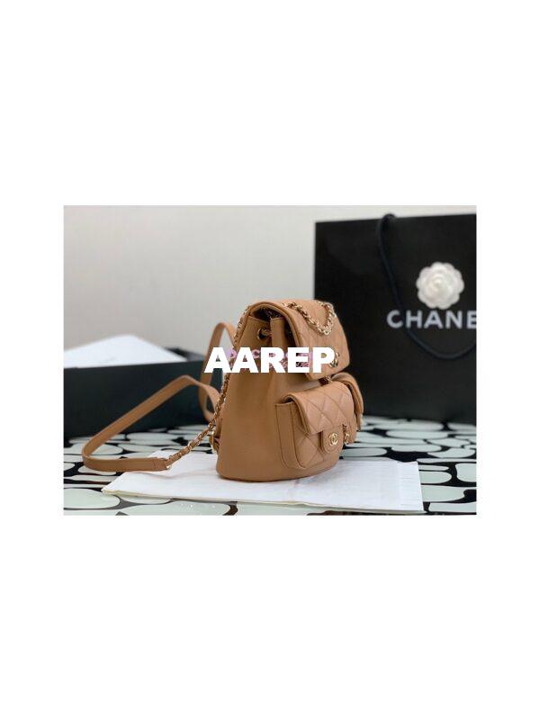 Replica Chanel Grained Shiny Calfskin Backpack AS3860 Camel 4