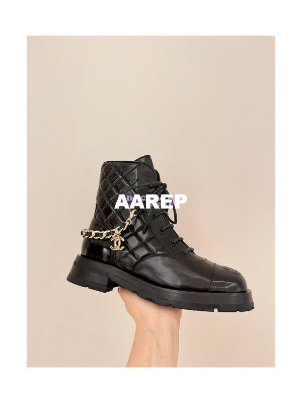Replica Chanel Lace Up Lambskin & Grained Calfskin G39393 Black 7