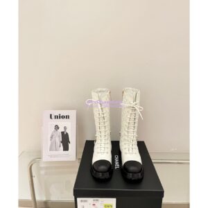 Replica Chanel Lace Up Lambskin & Grained Calfskin G39394 White 2