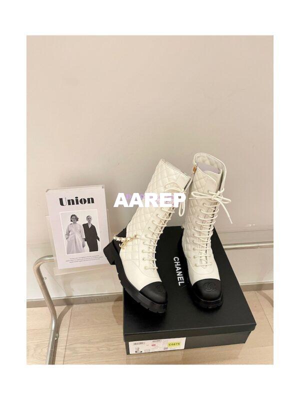 Replica Chanel Lace Up Lambskin & Grained Calfskin G39394 White 6