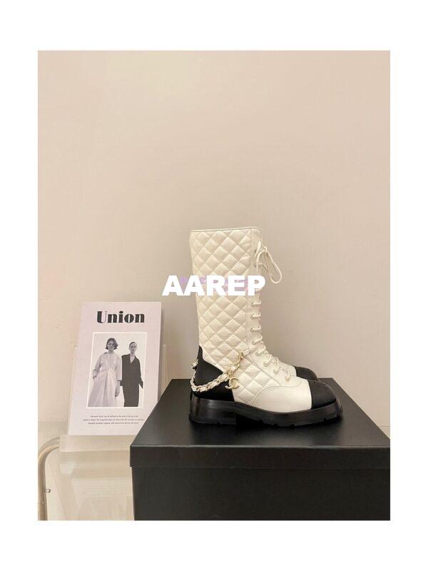 Replica Chanel Lace Up Lambskin & Grained Calfskin G39394 White 7