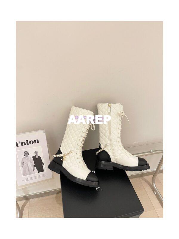 Replica Chanel Lace Up Lambskin & Grained Calfskin G39394 White 8