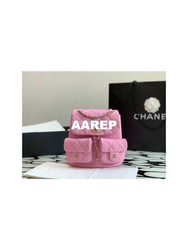 Replica Chanel Grained Shiny Calfskin Backpack AS3860 Lilac 3