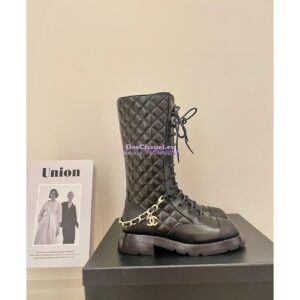 Replica Chanel Lace Up Lambskin & Grained Calfskin G39394 Black 2