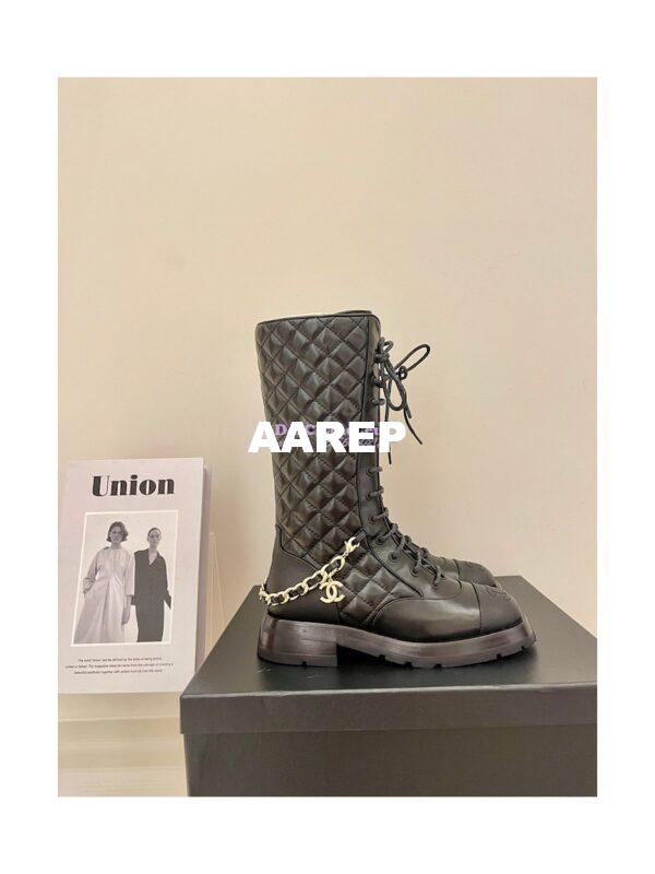 Replica Chanel Lace Up Lambskin & Grained Calfskin G39394 Black 2