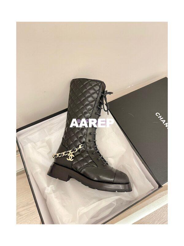 Replica Chanel Lace Up Lambskin & Grained Calfskin G39394 Black 3