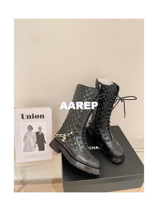 Replica Chanel Lace Up Lambskin & Grained Calfskin G39394 Black 4