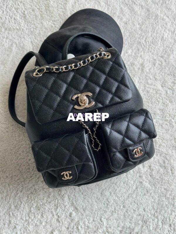 Replica Chanel Grained Shiny Calfskin Backpack AS3860 Black 3