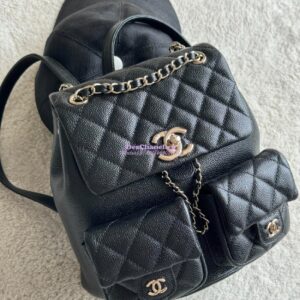 Replica Chanel Grained Shiny Calfskin Backpack AS3860 Black 2