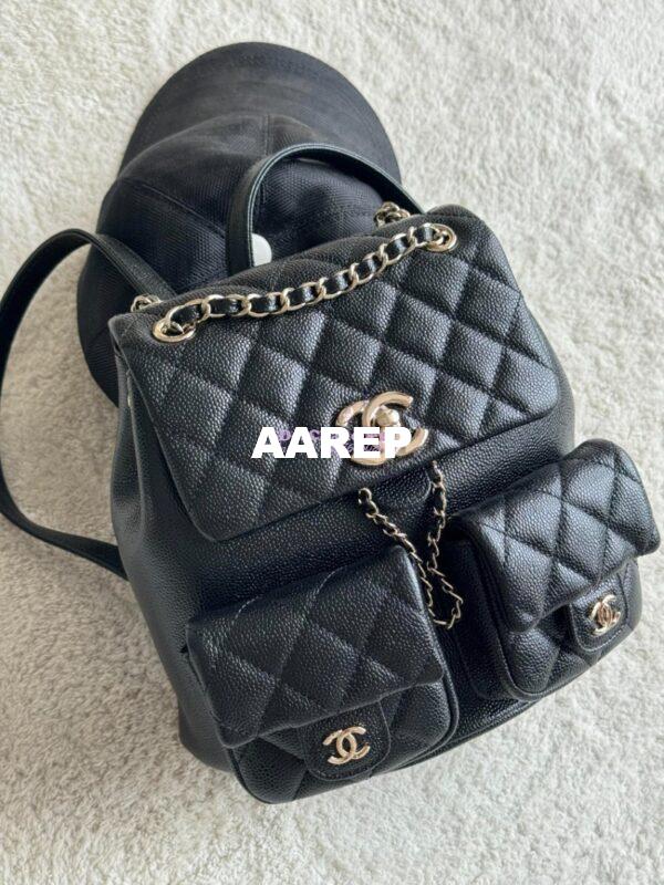 Replica Chanel Grained Shiny Calfskin Backpack AS3860 Black 4