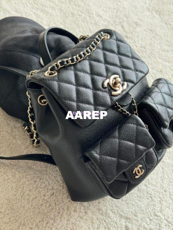 Replica Chanel Grained Shiny Calfskin Backpack AS3860 Black 5