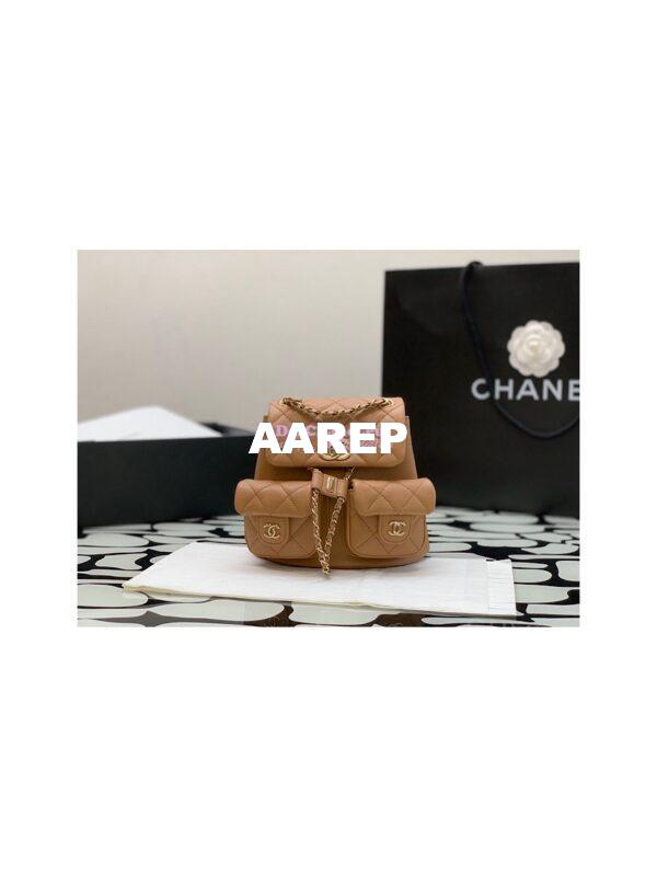 Replica Chanel Grained Shiny Calfskin Small Backpack AS3787 Camel 3