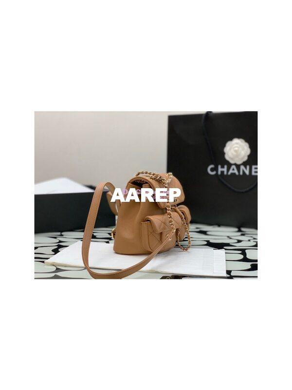 Replica Chanel Grained Shiny Calfskin Small Backpack AS3787 Camel 5