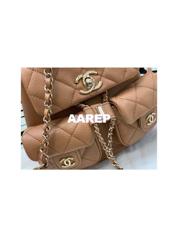 Replica Chanel Grained Shiny Calfskin Small Backpack AS3787 Camel 6