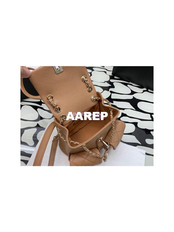 Replica Chanel Grained Shiny Calfskin Small Backpack AS3787 Camel 8