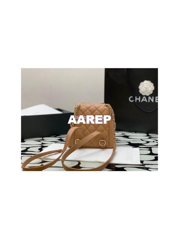 Replica Chanel Grained Shiny Calfskin Small Backpack AS3787 Camel 11