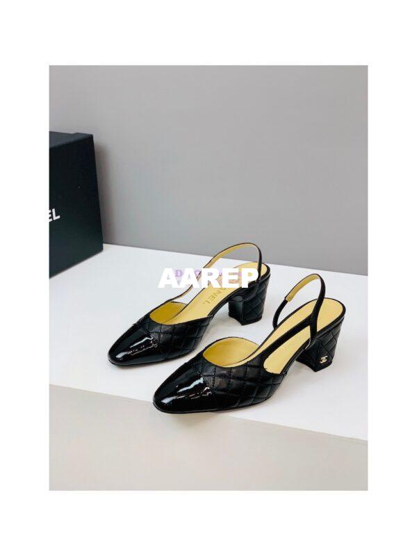 Replica Chanel Slingbacks 65mm Quilted Lambskin & Patent Cap Toe G39220 6