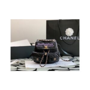 Replica Chanel Grained Shiny Calfskin Small Backpack AS3787 Black 2