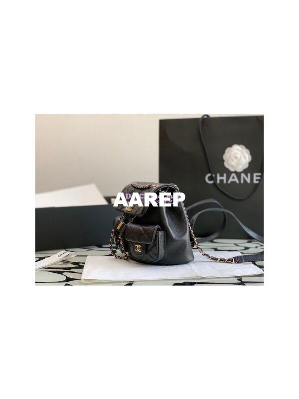 Replica Chanel Grained Shiny Calfskin Small Backpack AS3787 Black 5