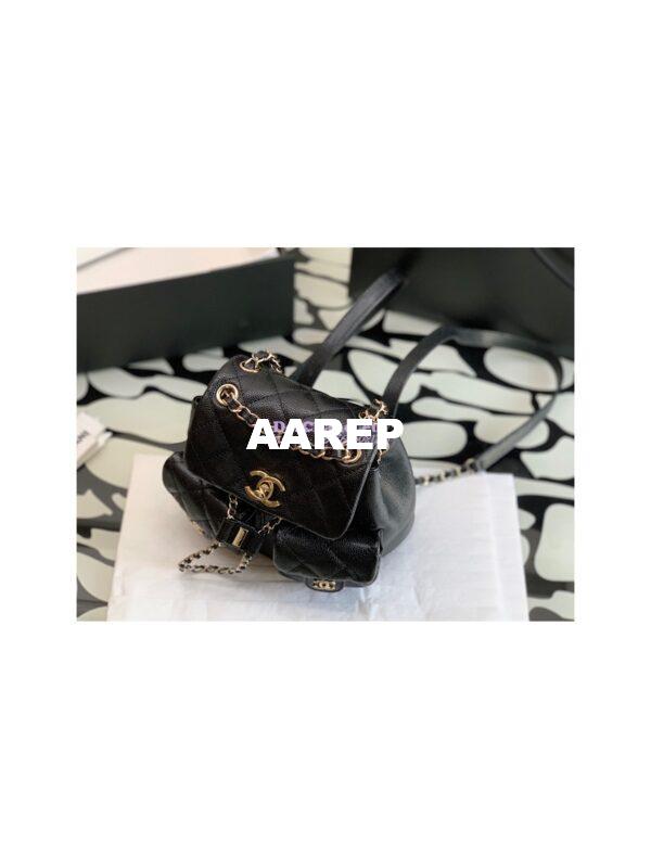 Replica Chanel Grained Shiny Calfskin Small Backpack AS3787 Black 6