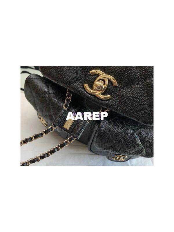 Replica Chanel Grained Shiny Calfskin Small Backpack AS3787 Black 7