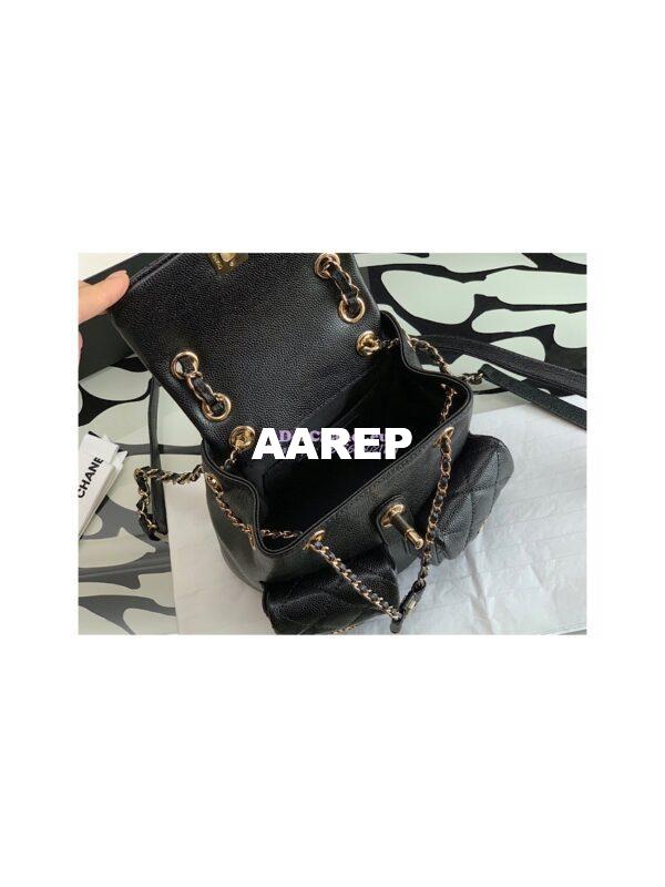 Replica Chanel Grained Shiny Calfskin Small Backpack AS3787 Black 8