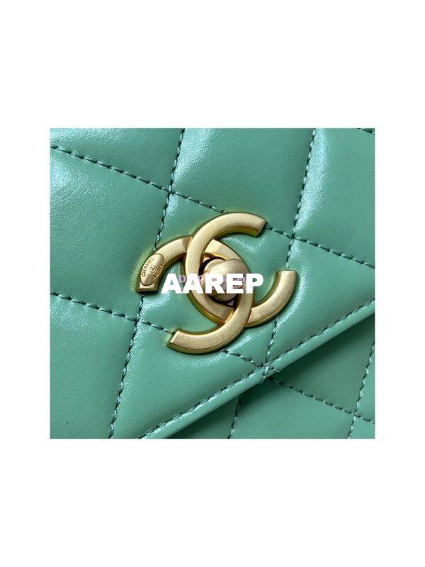 Replica Chanel Mini Flap Bag with Top Handle in Shiny Calfskin AS3886 Light Green 6