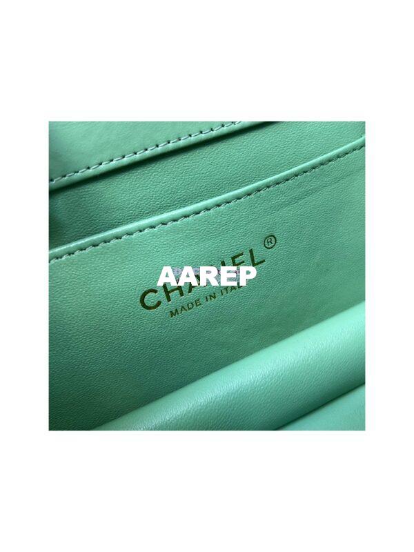 Replica Chanel Mini Flap Bag with Top Handle in Shiny Calfskin AS3886 Light Green 10