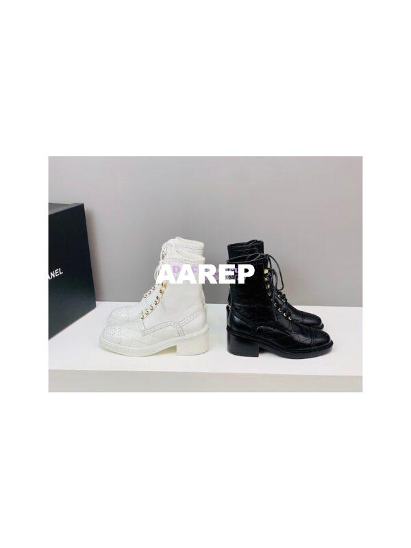 Replica Chanel Shiny Calfskin Lace Up G39211 White 3
