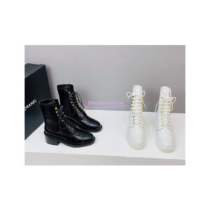 Replica Chanel Shiny Calfskin Lace Up G39211 White 2