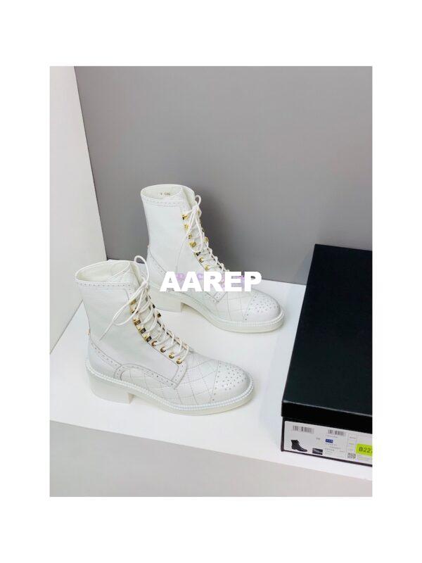 Replica Chanel Shiny Calfskin Lace Up G39211 White 6
