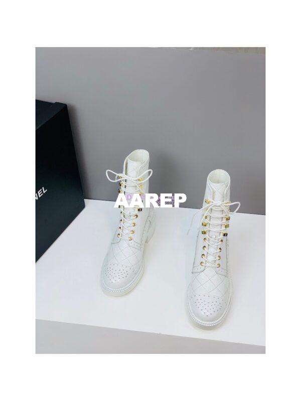 Replica Chanel Shiny Calfskin Lace Up G39211 White 7