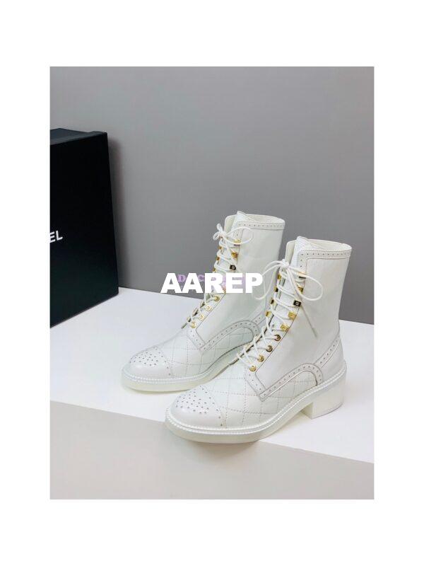 Replica Chanel Shiny Calfskin Lace Up G39211 White 8