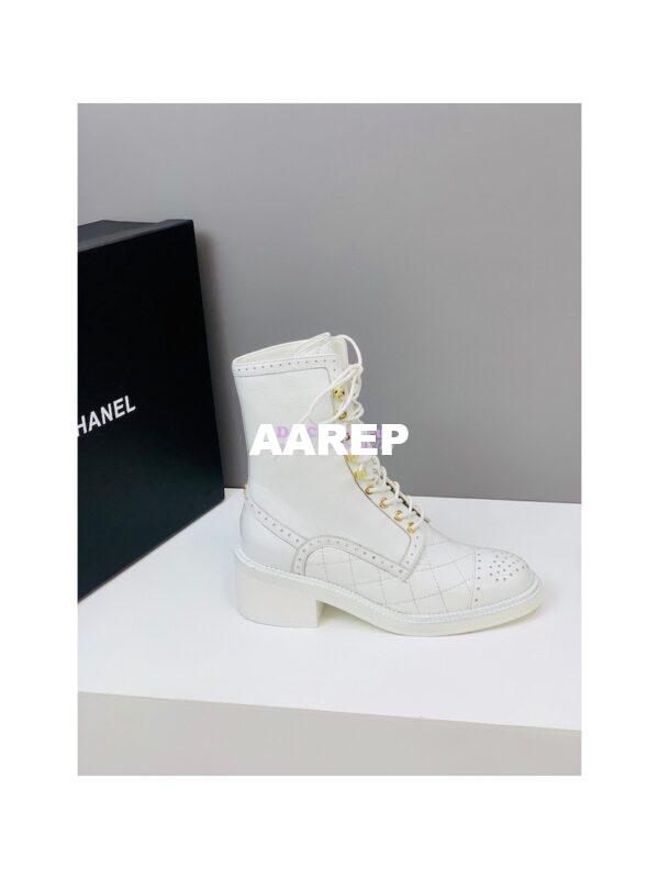 Replica Chanel Shiny Calfskin Lace Up G39211 White 10
