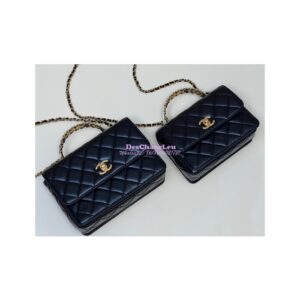 Replica Chanel Small Flap Bag with Top Handle in Shiny Calfskin AS3908 Black