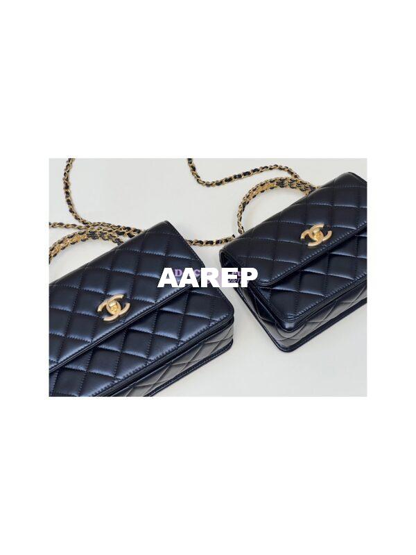 Replica Chanel Small Flap Bag with Top Handle in Shiny Calfskin AS3908 Black 4
